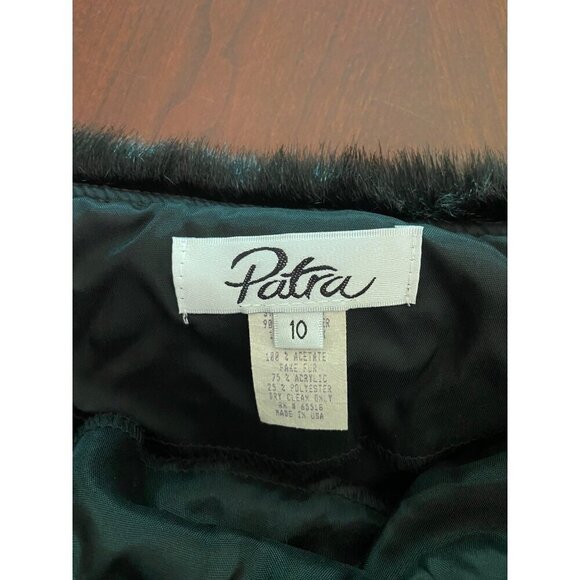 Vintage Patra Off The Shoulder Faux Fur Trim Stretch Velvet Top Size 10 - Picture 6 of 13